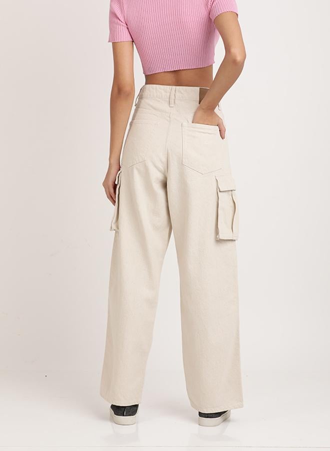Take Two Women Relaxed Fit High-Rise Pure Cotton Cargo Jeans - Image 4